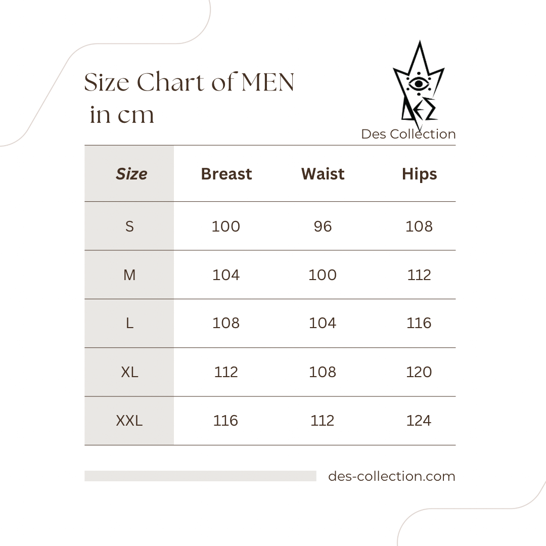 size chart for men in cm