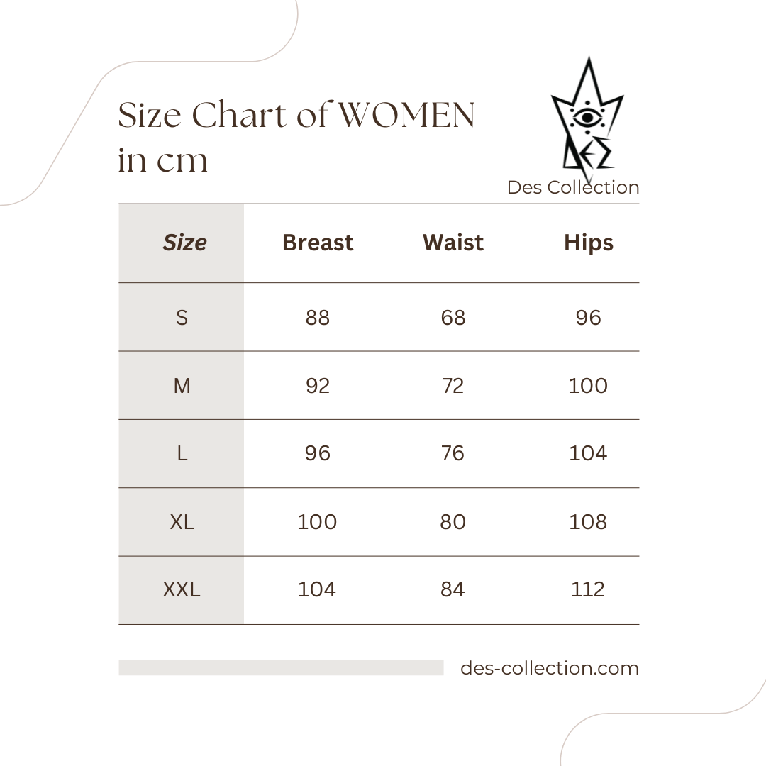 size chart for women in cm